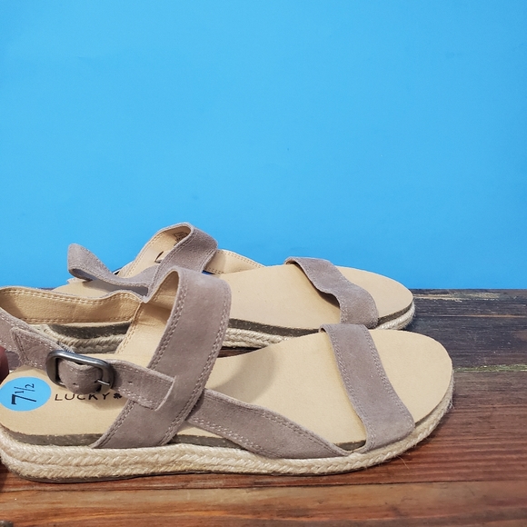 NWOT Lucky Brand Gadine Espadrillles Straps Sandals genuine leather brown Sz 7.5 - Picture 5 of 11